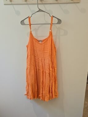 Lightweight Orange Sundress with Spaghetti Straps